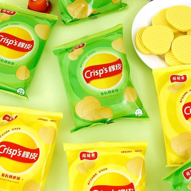 1 бр. Естетични канцеларски материали за връщане в училище Kawaii Канцеларски материали Картофен чипс Гуми Гумени училищни канцеларски материали