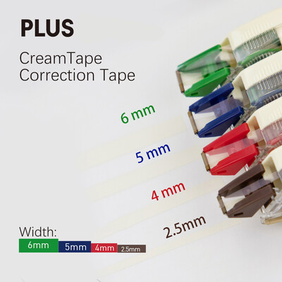 1db PLUS CreamTape korrekciós szalag 6mm/5mm/4mm/2,5mm szélességű mini iskolai kellékek hordozható korrektor diákírószerek