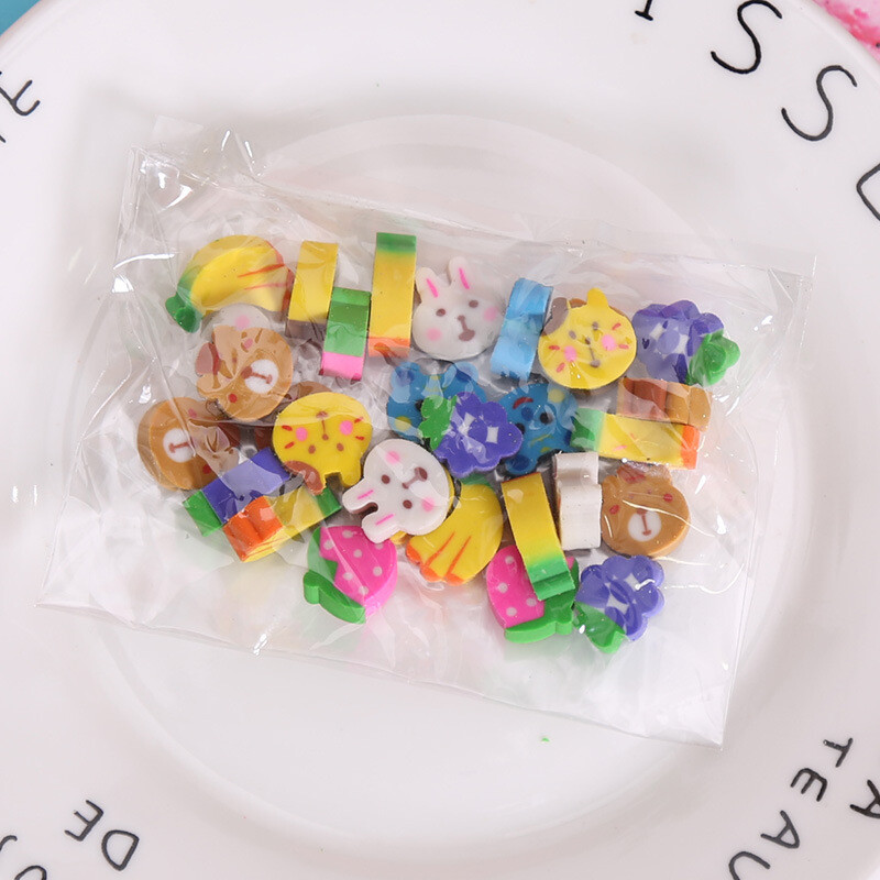 30 бр. Сладък анимационен молив Гуми Плодове Форма на животно Гума Детски училищни корекционни принадлежности Подарък за студенти Мини гума