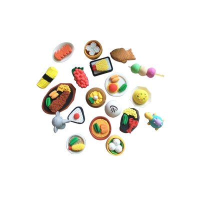 12бр. Закуски Храни Форма Гума Творчески канцеларски материали Карикатура Молив Гума Творчески подарък за деца Ученици (Произволен модел)