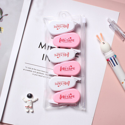 6бр. Лента за корекция на цвета Macaron, незабавни корекции, лесен за използване апликатор, корекционна лента за избелване за училище, офис