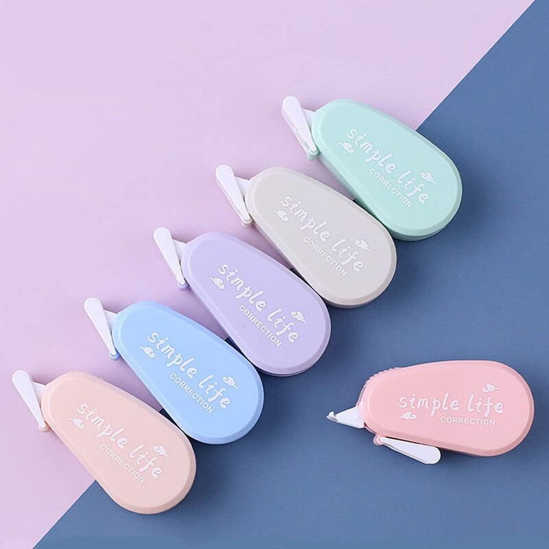 6бр. Лента за корекция на цвета Macaron, незабавни корекции, лесен за използване апликатор, корекционна лента за избелване за училище, офис