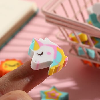 10Pcs/Παρτίδα Kawaii Unicorn Rainbow Eraser Cute Cartoon Cloud Star Moon Sun Pencil Rubber Eraser for Kids School Γραφική γραφική ύλη