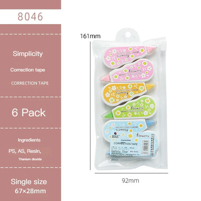6 tk/pakk Korrektsiooniteibid Reklaamkingitus Lõuna-Korea kirjatarbed Armas tüdrukule kaasaskantav miniteibikomplekt Kooli kontoritarbed