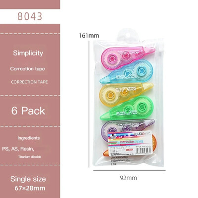 6 tk/pakk Korrektsiooniteibid Reklaamkingitus Lõuna-Korea kirjatarbed Armas tüdrukule kaasaskantav miniteibikomplekt Kooli kontoritarbed