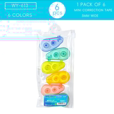 6 bucăți mini bandă de corecție pentru rechizite de birou școlare de corectare instantanee, (curcubeu)