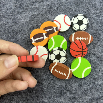 35Pcs Students Stationary Novelty Pencil Rubber Eraser For Children Kids Cartoon Football Basketball Mini Eraser School Eraser