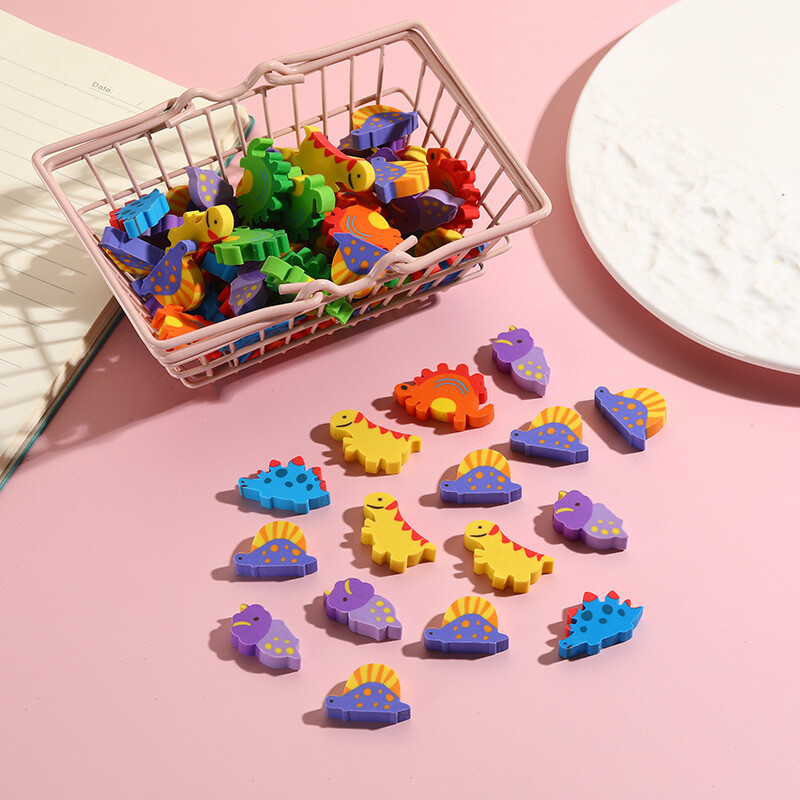 10 buc/lot, drăguț din desene animate cu dinozaur, gumă de șters pentru creion din cauciuc, mic de șters cu animale de dinozaur, Kawaii, staționar, rechizite școlare pentru copii