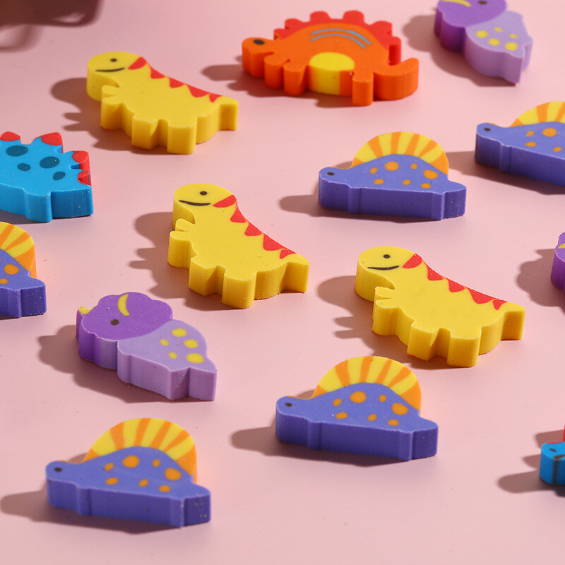 10 buc/lot, drăguț din desene animate cu dinozaur, gumă de șters pentru creion din cauciuc, mic de șters cu animale de dinozaur, Kawaii, staționar, rechizite școlare pentru copii