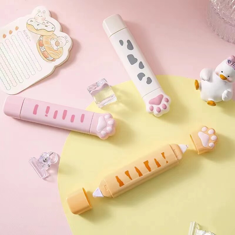 2 в 1 Сладка котешка лапа Преносима коригираща лента Лепило Творческа картина с двойна глава със самозалепваща се лента Училищни канцеларски материали