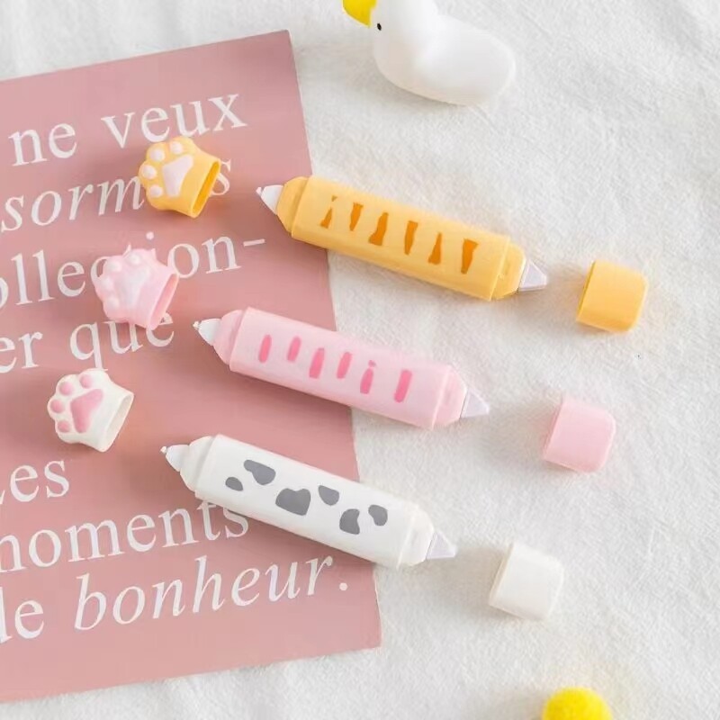 2 в 1 Сладка котешка лапа Преносима коригираща лента Лепило Творческа картина с двойна глава със самозалепваща се лента Училищни канцеларски материали