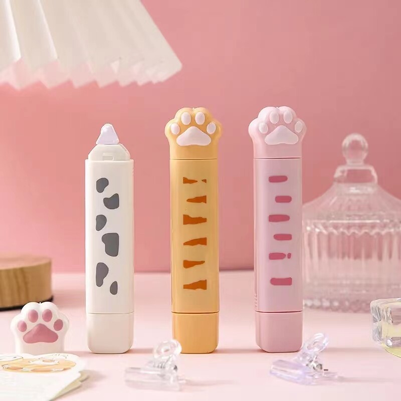 2 в 1 Сладка котешка лапа Преносима коригираща лента Лепило Творческа картина с двойна глава със самозалепваща се лента Училищни канцеларски материали