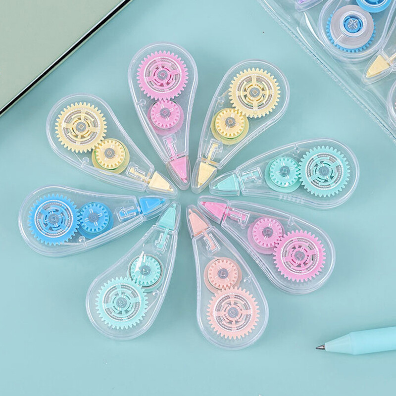 6Pcs/Set Trake za korekciju Izmijenjeni alati Prozirne vidljive tiskanice Slatki dječak Djevojčica Prijenosni set mini traka Školski uredski pribor