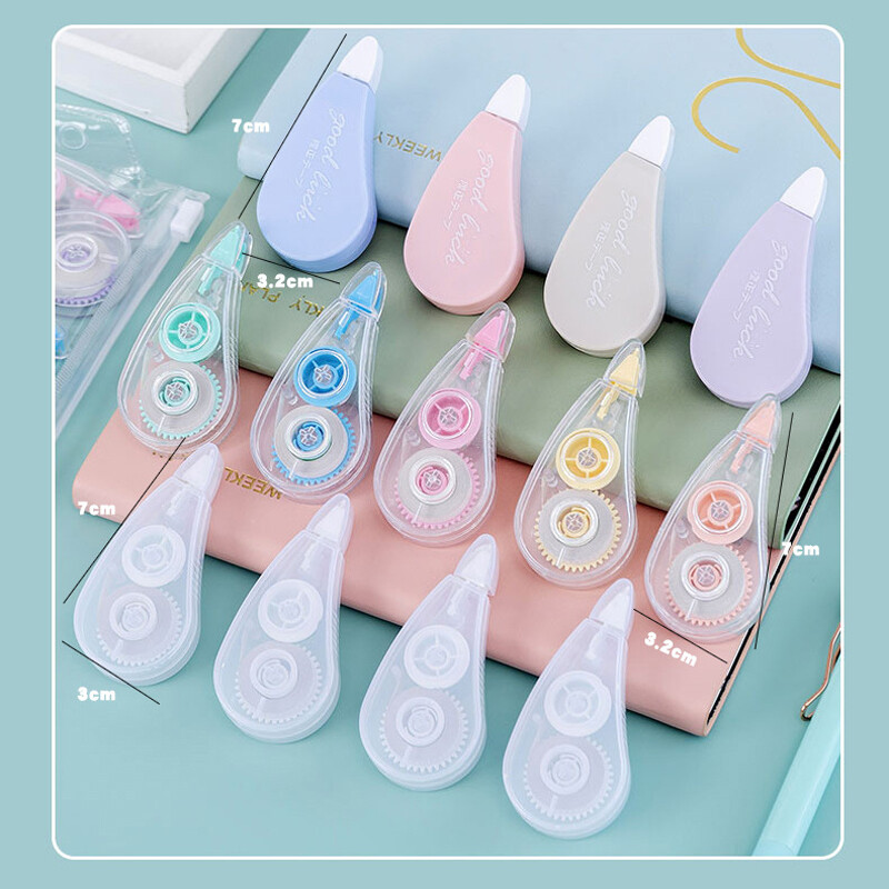 6Pcs/Set Trake za korekciju Izmijenjeni alati Prozirne vidljive tiskanice Slatki dječak Djevojčica Prijenosni set mini traka Školski uredski pribor