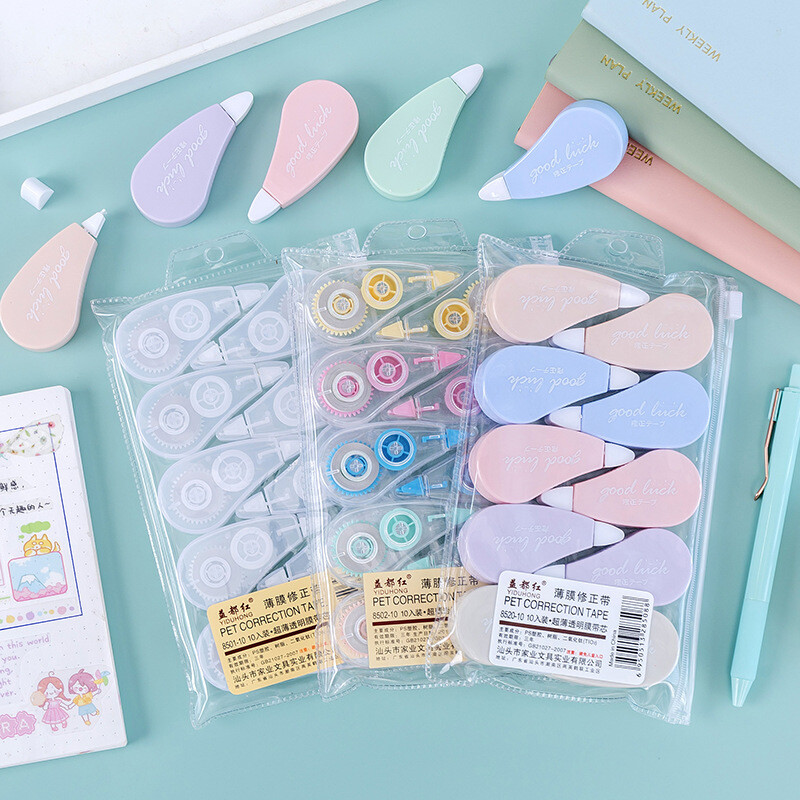 6Pcs/Set Trake za korekciju Izmijenjeni alati Prozirne vidljive tiskanice Slatki dječak Djevojčica Prijenosni set mini traka Školski uredski pribor