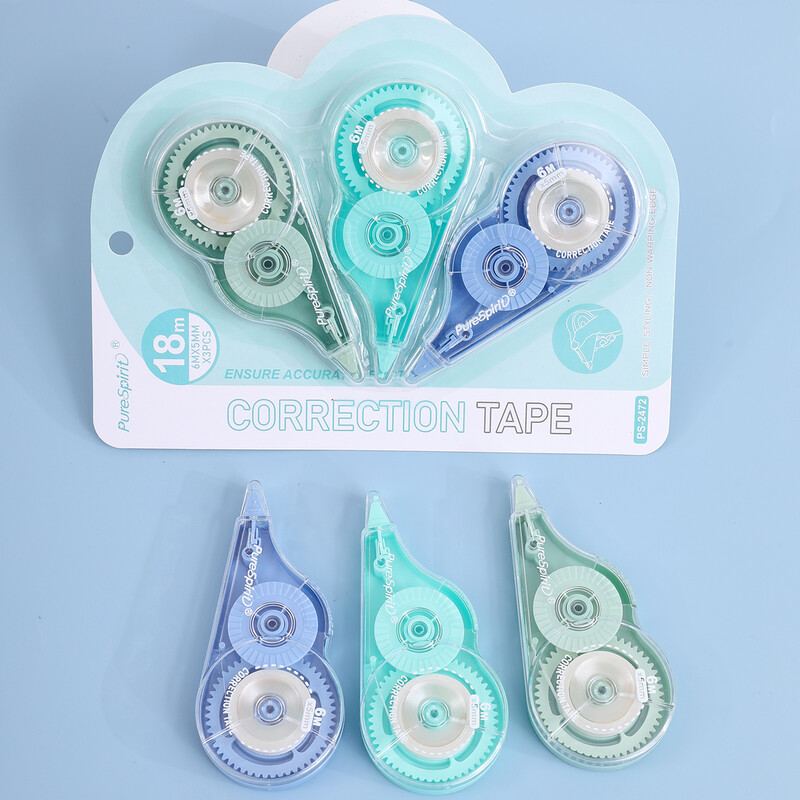 3 бр. 19,7 фута лента за коригиране на избелването Устойчива на разкъсване лента в насипно състояние за училище, офис, водене на бележки, дневник (ширина на лентата 0,2 инча)