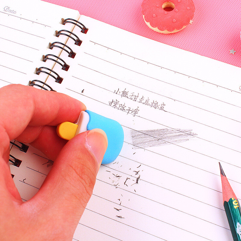 Kawaii Creative Cute 4 tk Donut Dessert Pliiats Kustutuskumm Kummist Uudsus Lapsed Õpilastele Kontoritarbed Õpilaste auhinnad