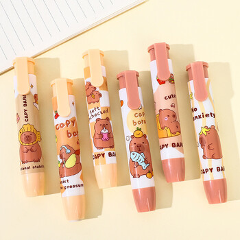 Creative Cute Capybara Press On Erasers Cartoon Kawaii Πτυσσόμενες γόμες με μολύβι για παιδιά Μαθητές που γράφουν σχέδιο