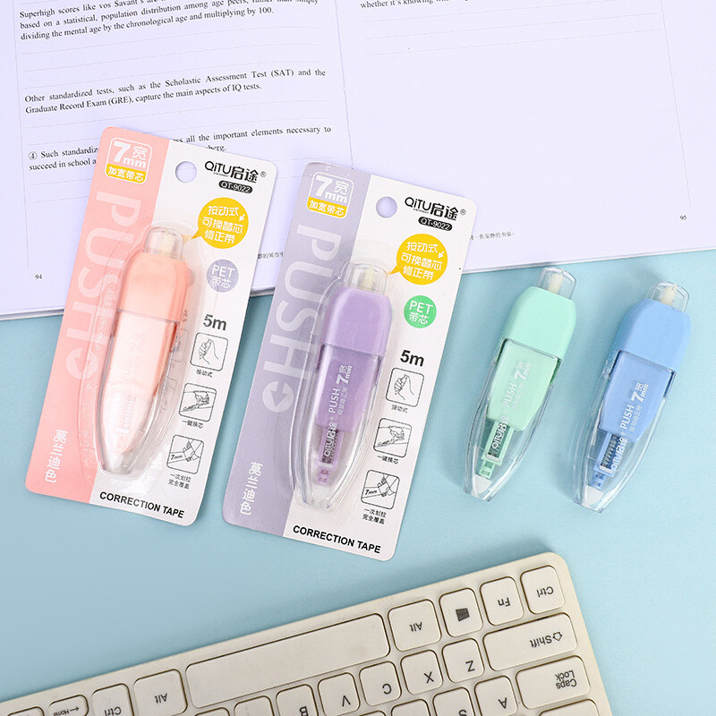 1 tk valget värvi korrigeeriv teip, mida on lihtne kasutada, aplikaator, pliiatsikujuline valgendusteip koheseks korrigeerimiseks kontoritarvete jaoks