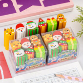 6Pcs/Set Kawaii Christmas Elk Santa Gumice za rezanje za djecu Cartoon Cutting Pencil Rubber Share Set Student School Printers