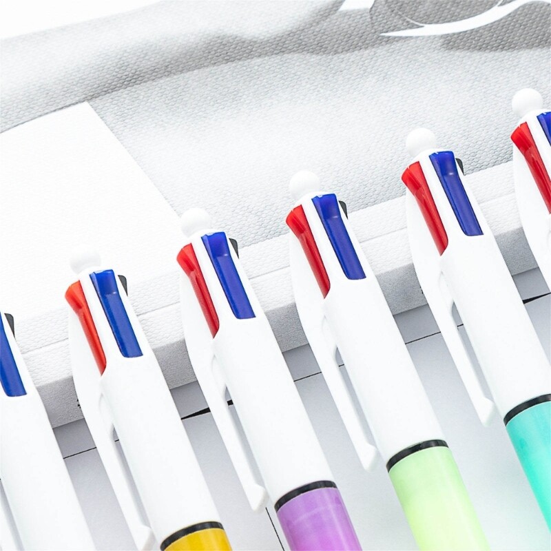 Pixuri cu bilă retractabile 4 în 1 Pixuri navetă în 4 culori Pixuri multicolore Rechizite școlare de birou pentru scriere lină K1KF