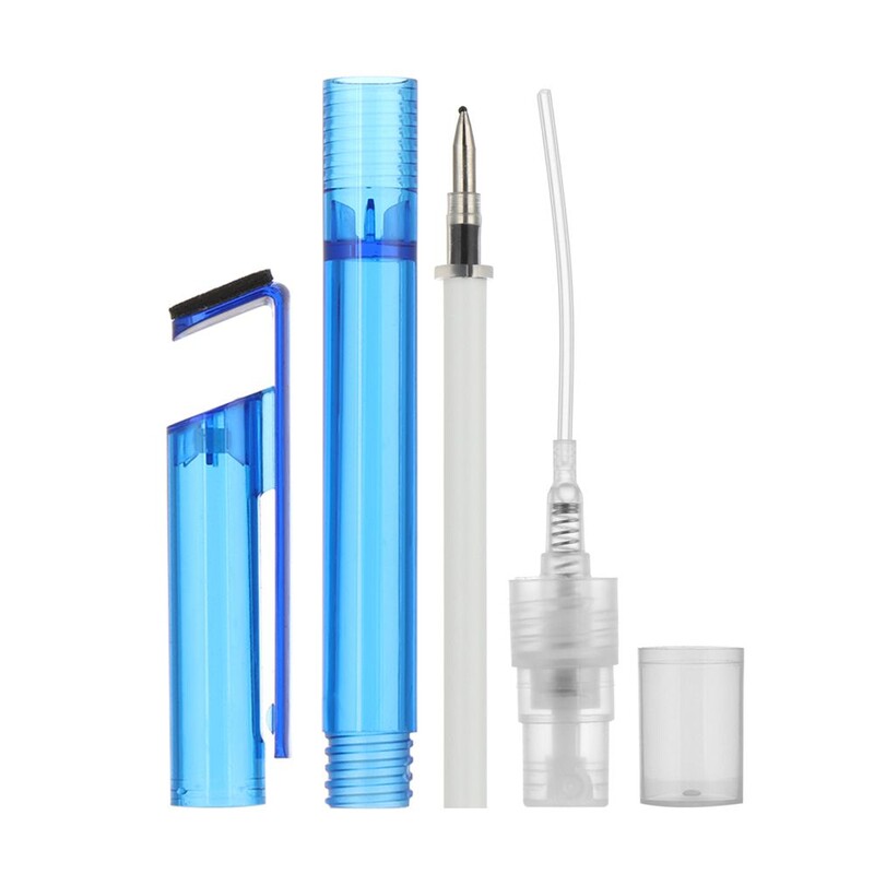 Creative Spray Gel Pen Химикалка Мини многократна преносима пластмасова дезинфектант Бутилка за парфюм Канцеларски материали Инструмент за писане