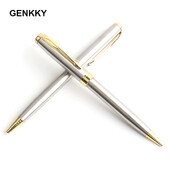 1 KOM Genkky metalne kemijske olovke od nehrđajućeg čelika Materia Rotirajuća kemijska olovka za školu Uredski poklon pribor za pisanje Plave olovke