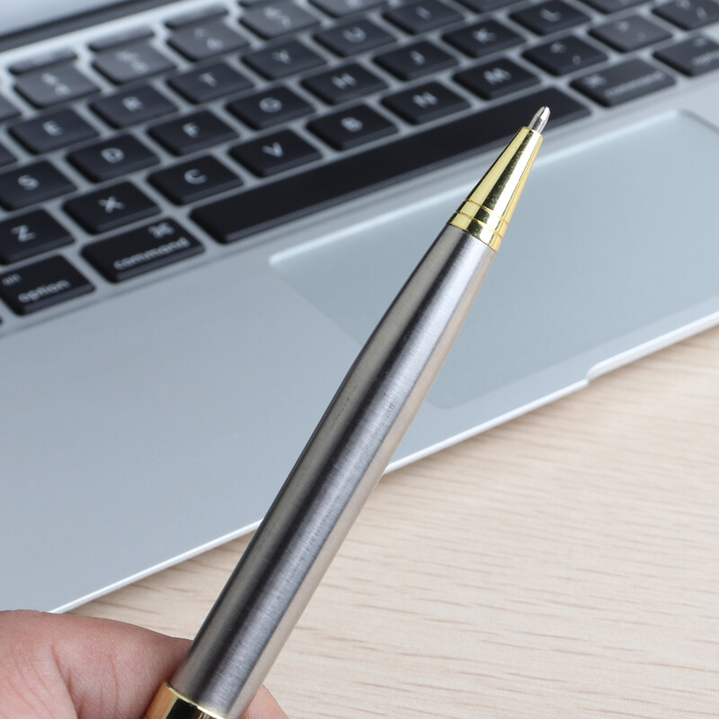 1 KOM Genkky metalne kemijske olovke od nehrđajućeg čelika Materia Rotirajuća kemijska olovka za školu Uredski poklon pribor za pisanje Plave olovke