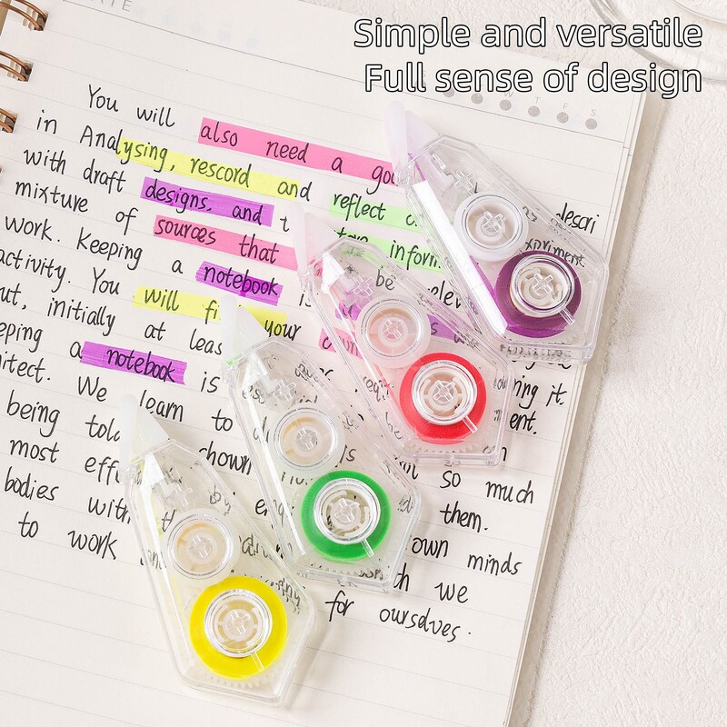 4/6 ролка Прозрачни цветни раздели Лента Записваеми раздели на файлове Флагове Цветни маркери за страници за четене на бележки Училищни офис консумативи