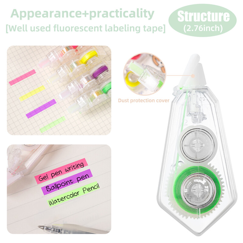 4/6 ролка Прозрачни цветни раздели Лента Записваеми раздели на файлове Флагове Цветни маркери за страници за четене на бележки Училищни офис консумативи