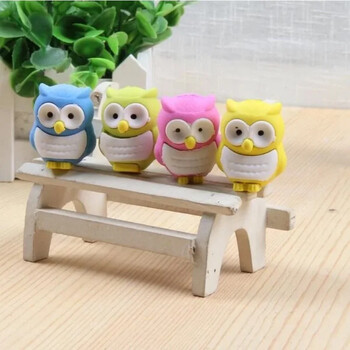 4 τμχ/παρτίδα Shape Rubber Eraser Cartoon Novelty 3D Owl Creative Kawaii Stationery είδη πάρτι Δώρο για παιδιά