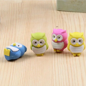 4 τμχ/παρτίδα Shape Rubber Eraser Cartoon Novelty 3D Owl Creative Kawaii Stationery είδη πάρτι Δώρο για παιδιά