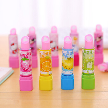 4 τμχ Cute Lipstick Eraser Kawaii Stationery Toy for Girl School Supplies Fruit Art Eraser for Girls Kids Stationery Gifts Gifts