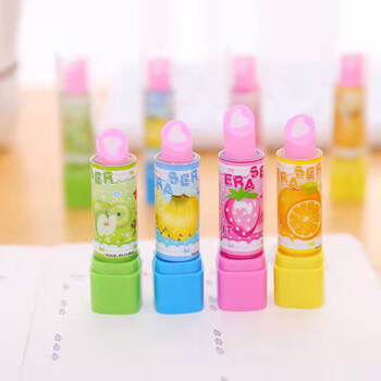 4 τμχ Cute Lipstick Eraser Kawaii Stationery Toy for Girl School Supplies Fruit Art Eraser for Girls Kids Stationery Gifts Gifts