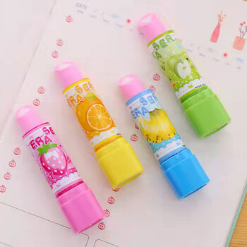 4 τμχ Cute Lipstick Eraser Kawaii Stationery Toy for Girl School Supplies Fruit Art Eraser for Girls Kids Stationery Gifts Gifts