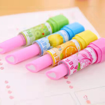 4 τμχ Cute Lipstick Eraser Kawaii Stationery Toy for Girl School Supplies Fruit Art Eraser for Girls Kids Stationery Gifts Gifts