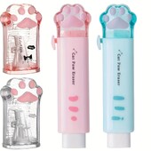 4бр. Сладък комплект канцеларски материали, Kawaii ученически пособия, 2 прибиращи се гуми и 2 острилки за моливи, Kawaii Office ученически пособия