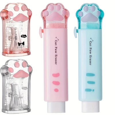 4бр. Сладък комплект канцеларски материали, Kawaii ученически пособия, 2 прибиращи се гуми и 2 острилки за моливи, Kawaii Office ученически пособия