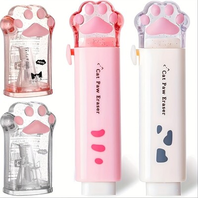 4бр. Сладък комплект канцеларски материали, Kawaii ученически пособия, 2 прибиращи се гуми и 2 острилки за моливи, Kawaii Office ученически пособия