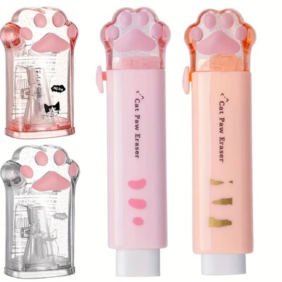 4бр. Сладък комплект канцеларски материали, Kawaii ученически пособия, 2 прибиращи се гуми и 2 острилки за моливи, Kawaii Office ученически пособия