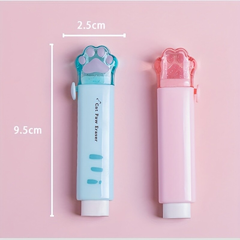 4бр. Сладък комплект канцеларски материали, Kawaii ученически пособия, 2 прибиращи се гуми и 2 острилки за моливи, Kawaii Office ученически пособия