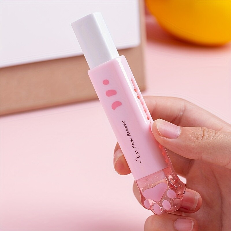 4бр. Сладък комплект канцеларски материали, Kawaii ученически пособия, 2 прибиращи се гуми и 2 острилки за моливи, Kawaii Office ученически пособия