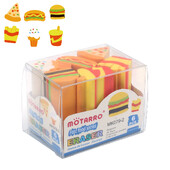 MOTARRO 6Pcs Хамбургер Пържени картофи Гумичка Подвижна индивидуална опаковка Сладка гумена студентска награда Канцеларски материали на едро