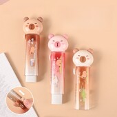 3 τεμ/παρτίδα Kawaii Capybara Cartoon Push-pull Design Γόμα για Pencil Cute Erasers Σχολικά είδη γραφείου Χαρτικά δώρου
