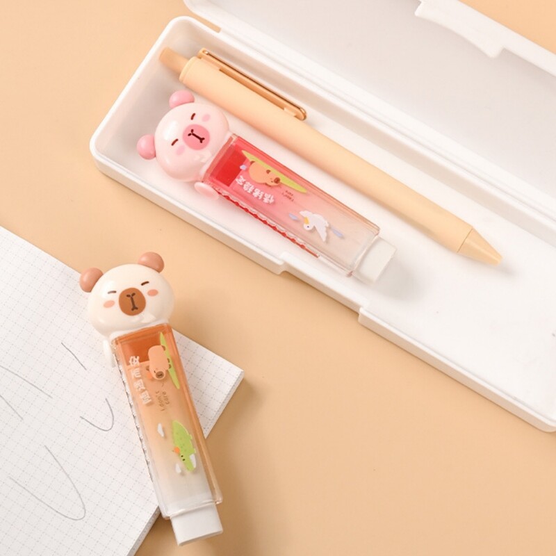 3 vnt./stal. Kawaii Capybara Cartoon Push-pull Design Trintukas, skirtas pieštukui Mielos trintukai Mokykliniai biuro reikmenys Dovanų raštinės reikmenys