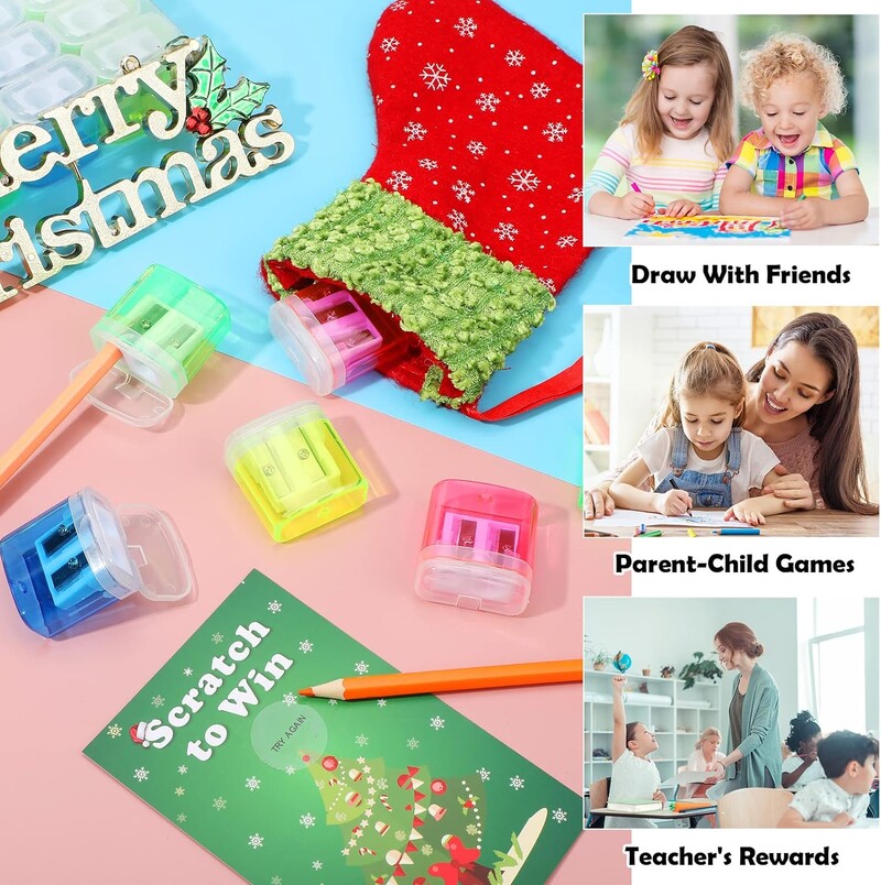 12 kom/kutija Ručno šiljilo za olovke Mala ručna šiljila za olovke s dvije rupe s poklopcem u 4 boje za dječji školski pribor