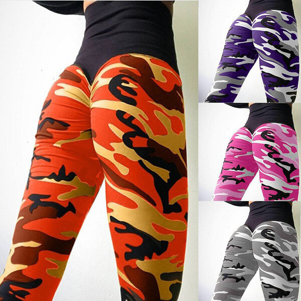Najzgodnije hlače za 2018. Ženske hlače s kamuflažnim printom Stražnjice Hlače za jogu Sportske hlače Tajice