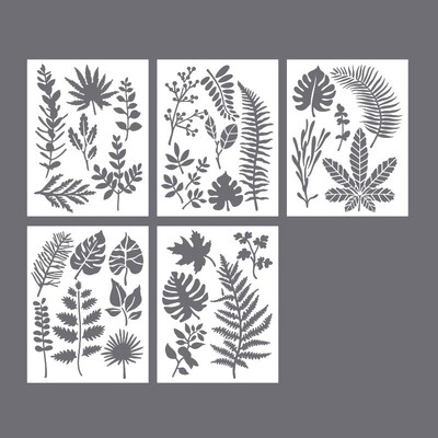 5 tk loomingulised lillelised liblikalehtede šabloonid väljalõigete albumi jaoks. Esteetilised lille-plastikust maalimise mööbli šabloonid