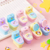 12 buc. Ascuțitoare de creioane de toaletă manuale creative cu radieră - Set cadou grozav pentru copii