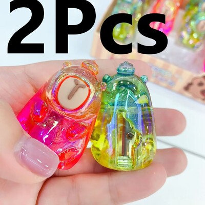 2бр./Партида Лазерна капибара Острилка за моливи Creative Cartoon Kawaii Канцеларски материали Офис Училищни пособия Корейски канцеларски материали Детски подарък